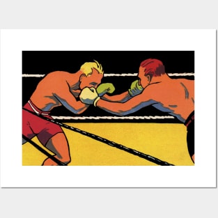 Vintage Art Deco Sports Boxing with Boxers in the Ring Posters and Art